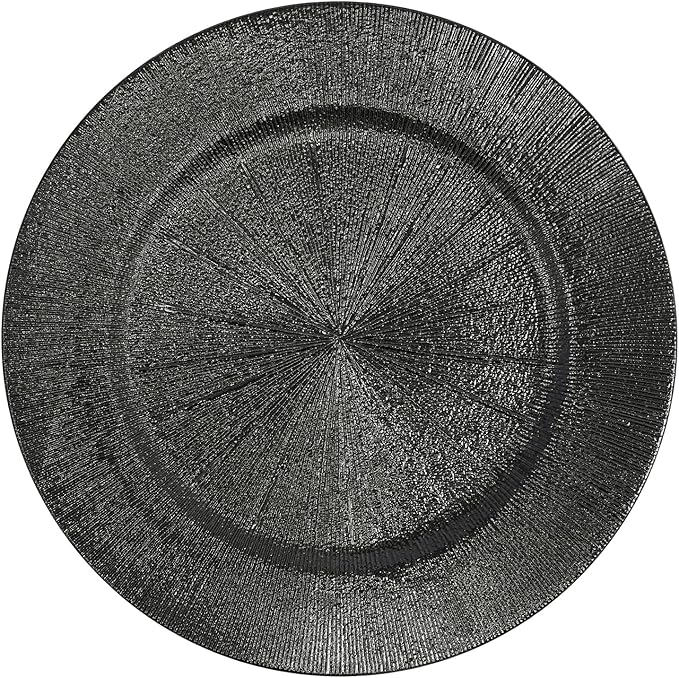 100 Pcs Antique Charger Plates Bulk, 13in Reusable Serving Plates Embossed Rim Plastic Party Dinner Plate Chargers Round Decorative Server Plate for Wedding Party Event Tableware