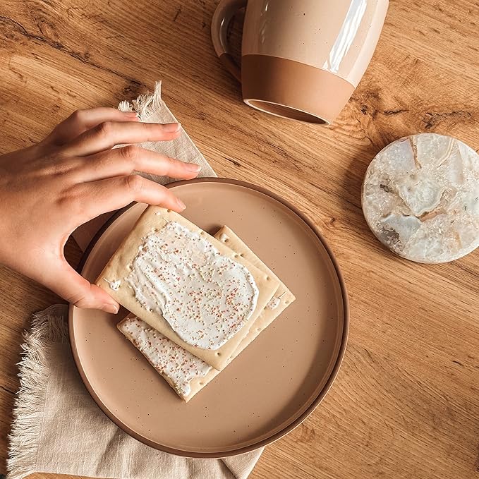 MORA Ceramic Flat Plates Set of 6-8 in - The Dessert, Salad, Appetizer, Small Lunch, etc Plate. Microwave, Oven, and Dishwasher Safe, Scratch Resistant. Kitchen Porcelain Dish - Chai