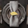 Decozen Set of 8 Gold Napkin Rings in Leaf Design, Festive, Table Decor Setting for Holiday, Wedding, Birthday, Kitchen, Home Decor, Housewarming Gift - Mothers Day Decorations