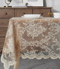 Warm Home Designs 70 x 70 Square Tablecloth with English Rose Lace Design. Use for Card Table or Dining Table. Gold LTC Linen 70