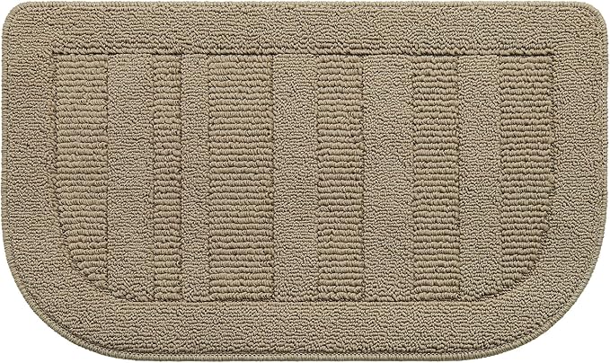 BEQHAUSE 30x18 Inch Kitchen Rug Mat Durable Kitchen Rugs Non-Slip Washable Absorbent Kitchen Mats for Floor Dirt-Resistant Semicircular Kitchen Mat (Beige)