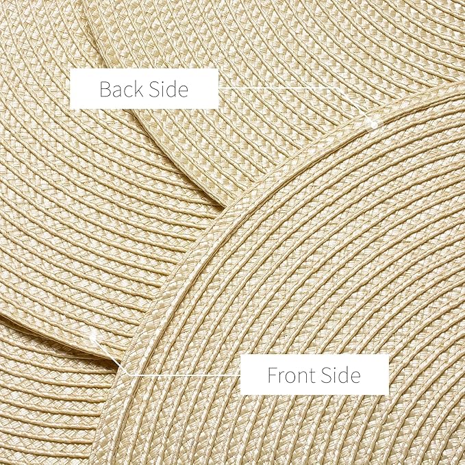 AHHFSMEI Round Braided Placemats 15 Inch Round Table Mats for Dining Tables Natural Woven Heat Resistant Place mats Set of 4 (Beige,4)