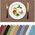 Homaxy Cloths Placemats for Dining Table Set of 4, Heat Resistant Washable Cotton Linen Blend Table Mats, Easy to Clean Place Mats for Indoor Outdoor Party Kitchen Decoration, 13" x 18", Brown