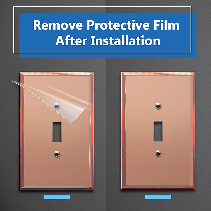 LIDER Toggle Switch Acrylic Wall Plate, Mirrored Light Switch Plate, Plexiglass Switch Cover, Mirror-like Reflective Finish, Modern Upgrade, Oversized 1-Gang 5.25" x 3.44", Rose Gold, 5 Pack