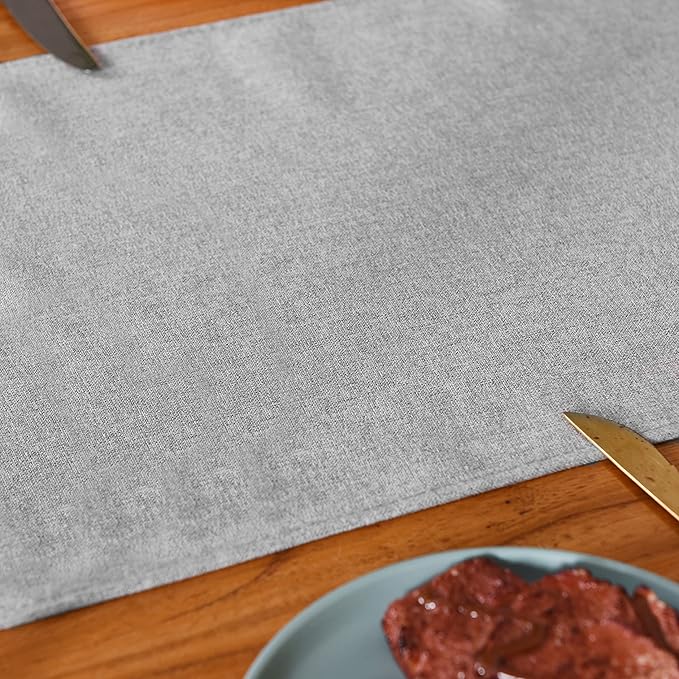 Table Runner 13 x 72 Inches Long, Cotton Linen Farmhouse Style Grey Table Linen for Kitchen Dining Coffee Table Parties Wedding Home Decor (Modern-Grey, 13” x 72”)