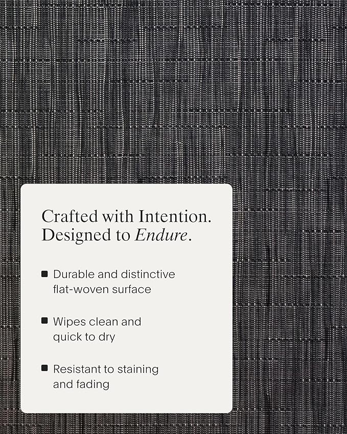Chilewich Bamboo Placemats Set of 4 - Woven Oval Placemats - Reusable, Stain-Resistant, Indoor/Outdoor Tabletop Protection - 19" x 14" - Smoke