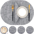 Homaxy Round Faux Leather Placemats and Coasters, Washable Dual-Side Table Mats, Wipeable Heat-Resistant Dining Place Mats for Outdoor and Indoor, Set of 4, Diameter 13 and 3.93 inch, Black & White