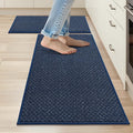 COSY HOMEER Kitchen Rugs and Mats 2PCS Non Slip Kitchen Mats for Floor Washable Stain Resistant Kitchen Runner Rug Sets Absorbent Kitchen Floor Mat 20"x32"+20"x48",Navy Blue