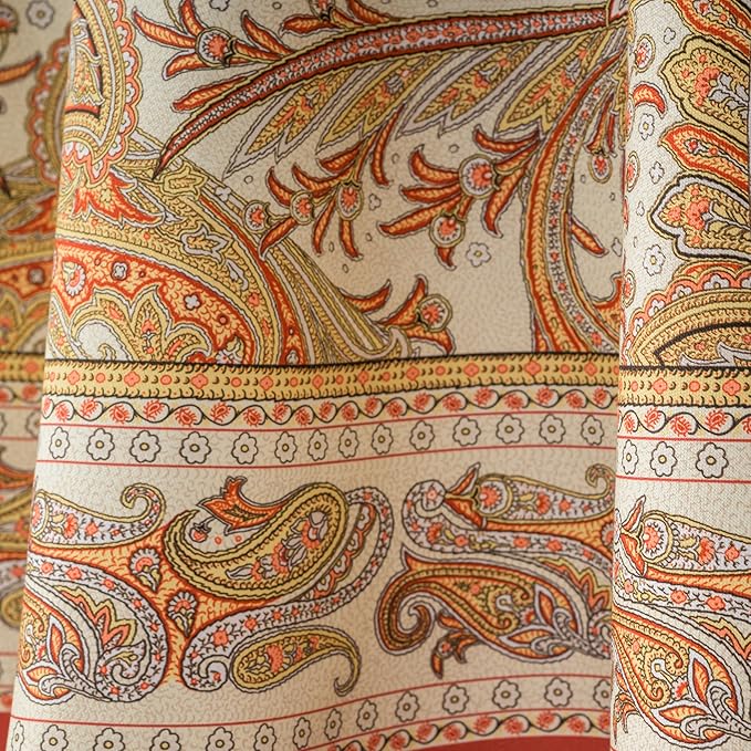 Maison d' Hermine Table Cloth Round Table 100% Cotton 69 Inches Fall Tablecloth Reusable Everyday Use for Thanksgiving Christmas Decorations Dining Farmhouse Party (Kashmir Paisley)
