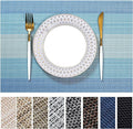 LEXMORE Placemats Set of 4 Vinyl/Plastic Woven Place Mats for Kitchen Table Indoor/Outdoor Washable Placemat Wipeable Dining Table Mats(Ocean Geode)