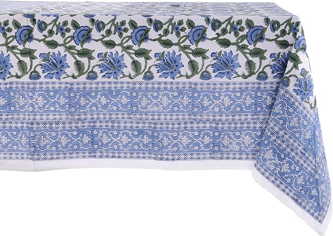 ATOSII Taj 100% Cotton Fall Tablecloth, Handblock Print Rectangle Table Cover for Kitchen Dining Linen I Parties, Thanksgiving, Christmas, Wedding, Table Cloth I 72 X 120 Inches I 10 Seater