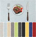 Blue Forest Placemats Set of 8,Dual-Layered Thickened Faux Linen Table Mats Heat Resistant Machine Washable Wrinkle Free Place Mats for Kitchen Dining Outdoor/Indoor (Sky Blue)