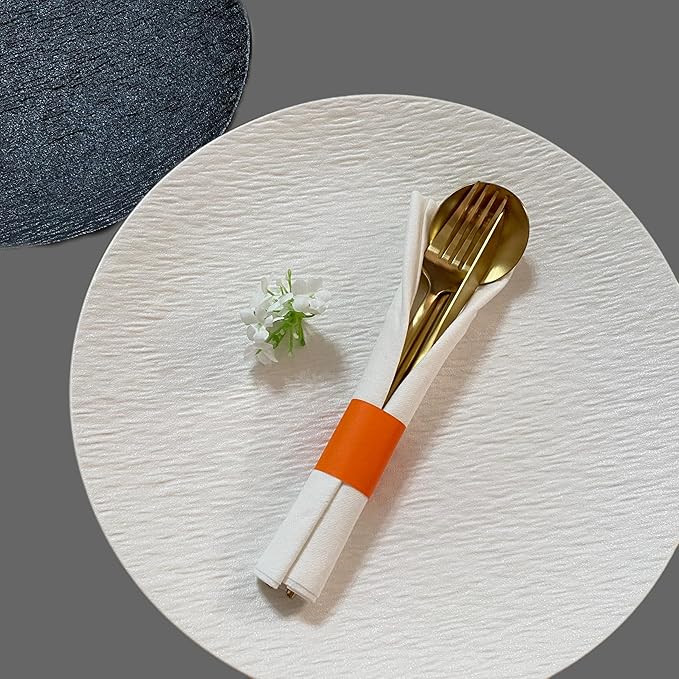 Germiwipe 500 Pcs Orange Self-Adhesive Paper Napkin Bands - Disposable Napkin Rings for Silverware Wraps, Ideal for Restaurants, Weddings, Parties & Catering Events