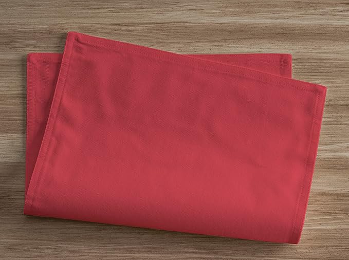Calicot Placemats Set of 6 100% Cotton Washable Cloth Place Mats, Reusable Table Mats for Spring/Summer & Thanksgiving Christmas Decorations Kitchen Dining Party Wedding (Tomato Red, 13" x 19")