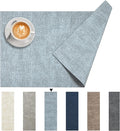 DOLOPL Placemats Set of 6, Reversible Wipeable & Heat Resistant Place Mats, Modern Faux Leather Table Mats for Kitchen, Neutral Waterproof Tablemats for Dining Table Decor, Wedding, Party(Dusty Blue)