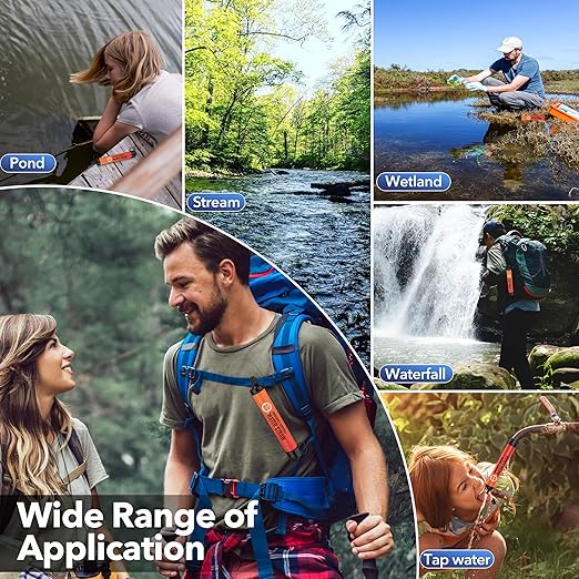 Water Filter Straw, Personal Water Filtration System, Water Purifier, Outdoor Emergency Survival Gear and Equipment for Hiking Camping Accessories Travel Fishing Emergency Preparedness (2PCS)