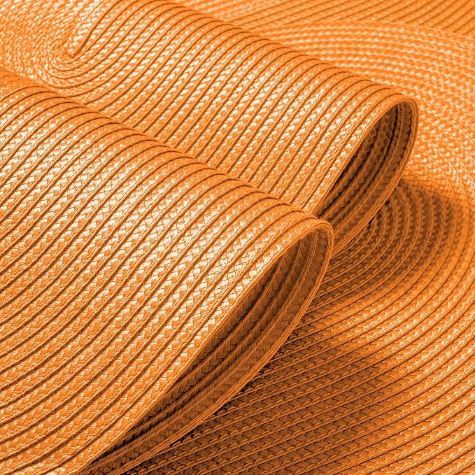 FunWheat Oval Braided Placemats Set of 8 Table Mats for Dining Tables Washable Heat Resistant Place Mats for Indoor Outdoor Use 12 x18 Inch(Oval Orange, 8pcs)