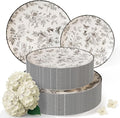 Trendables Disposable Plates For Party Supplies | Black Floral Plastic Plates For Wedding 40 Pcs - 20 X 8 & 20 X 10 Dinner Plate Sets | Floral Plate Set Disposable Plastic Dinnerware Sets