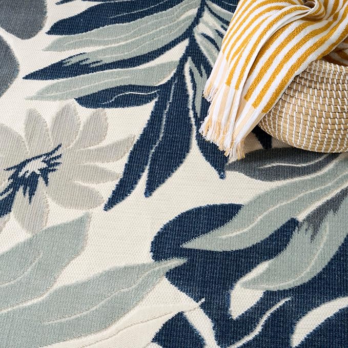 Nourison Home Suncoast Blue 7'10" x 9'10" Area Rug - Easy Clean, Non Shedding, Bed Room, Living Room, Dining Room, Kitchen (8' x 10')
