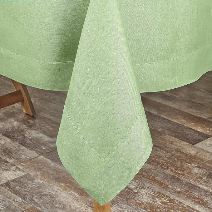 D'Moksha Homes Sage Green Linen Tablecloth 54 x 72 Inch - 100% Pure Linen Tablecloth for Rectangle Tables - Machine Washable Table Cloth for Spring, St Patricks Day, Easter