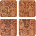 Hong Kong Map Coaster by O3 Design Studio, Set Of 4, Sapele Wooden Coaster With City Map, Handmade