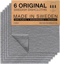 SUPERSCANDI 6 Pack Swedish Dishcloths for Kitchen - 100% Biodegradable & Compostable Reusable Paper Towels Washable, Food-Safe & Without Plastic - Dish Rags Suitable for Any Surface, Grey