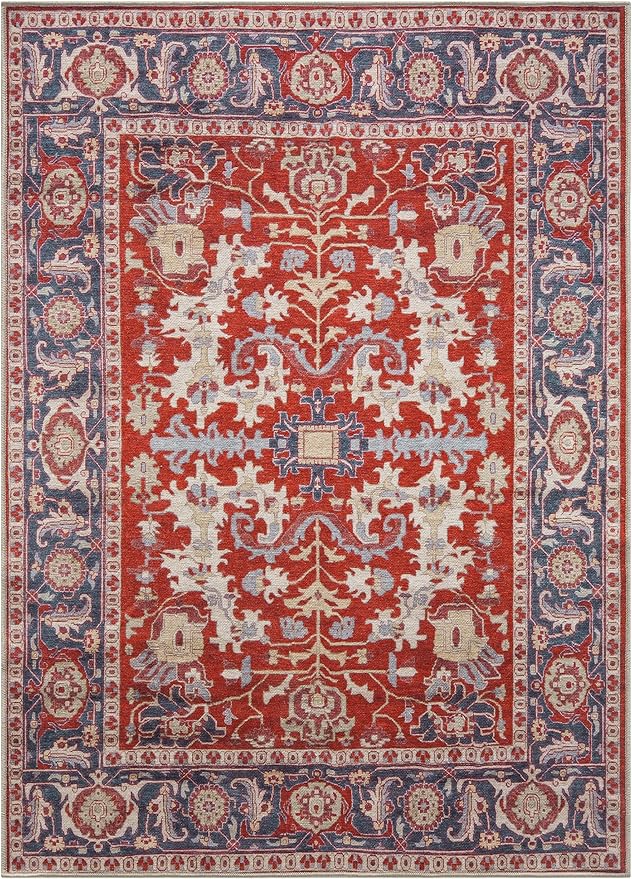 Keen Home Design 10x14 Rug - Machine Washable Area Rug with Non-Slip Backing, Ideal for Living Room, Dining Room, Bedroom - Vintage, Easy Clean, Durable, Low Pile Rug - (9'7" x 14')