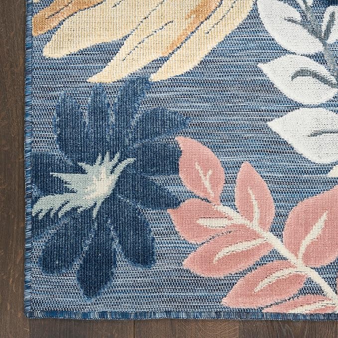 Nourison Home Suncoast Denim Multi 7'10" x 9'10" Area Rug - Easy Clean, Non Shedding, Bed Room, Living Room, Dining Room, Kitchen (8' x 10')