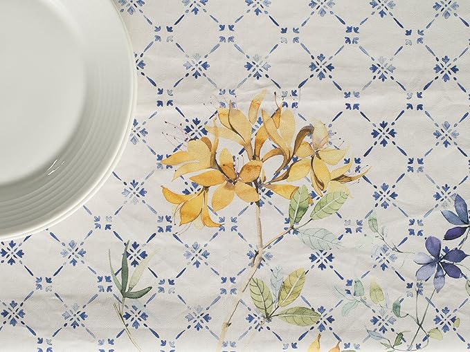 Maison d' Hermine Table Cloth Rectangle Table 100% Cotton 54 x 72 Inches Tablecloth Reusable Decorative for Dining Room Farmhouse Home Valentines Day Decorations Spring Summer - Faience