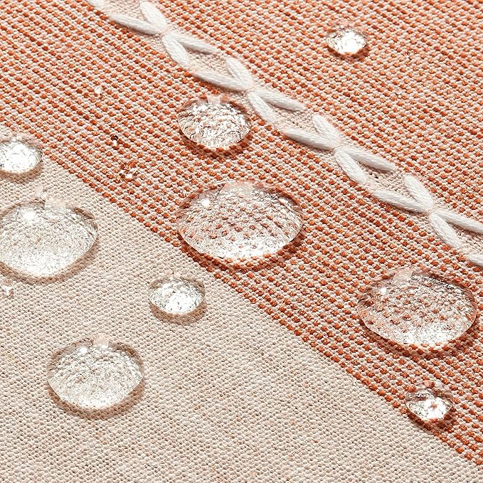 ZeeMart Contrast Linen Table Cloth Rectangle Table Cloths 60x120 Inch Orange, Farmhouse Style Heavy Weight Burnt Orange Fall Tablecloth, Water Resistant Burlap Tablecloths