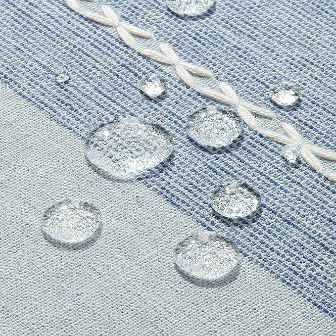 ZeeMart Contrast Linen Table Cloth Rectangle Table Cloths 60x84 Inch Blue, Farmhouse Style Heavy Weight Blue Tablecloth, Water Resistant Burlap Tablecloths