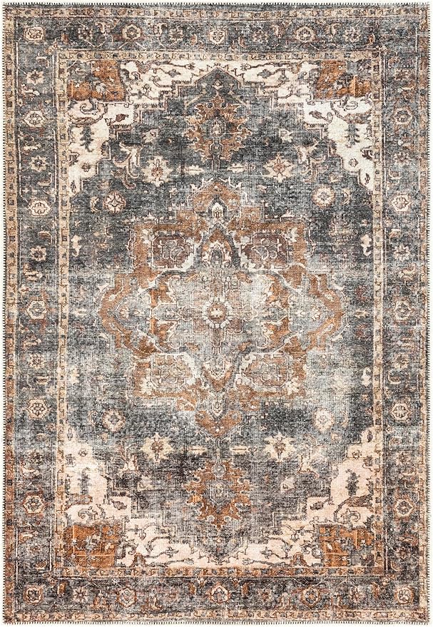 Keen Home Design 3x5 Rug - Machine Washable Entry Rug with Non-Slip Backing, Ideal for Enteryway, Kitchen, Bathroom, Laundry Room - Vintage, Easy Clean, Durable, Low Pile Rug - (3' x 5')