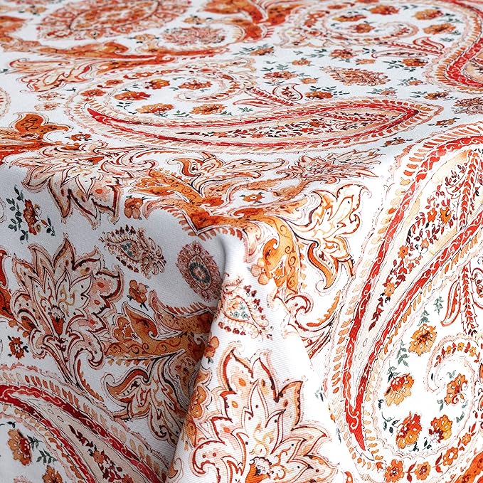 Maison d' Hermine Table Cloth Rectangle Table 100% Cotton 60 x 90 Inches Fall Tablecloth Reusable Everyday Use for Thanksgiving Christmas Decorations Dining Farmhouse Party (Orient)