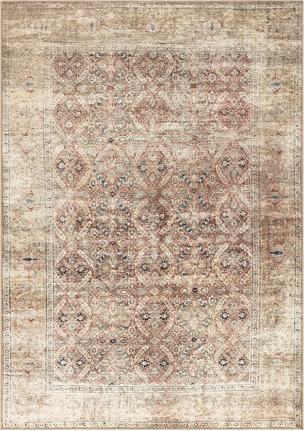Keen Home Design 4x6 Rug - Machine Washable Area Rug with Non-Slip Backing, Ideal for Living Room, Dining Room, Bedroom - Vintage, Easy Clean, Durable, Low Pile - (4' x 6')