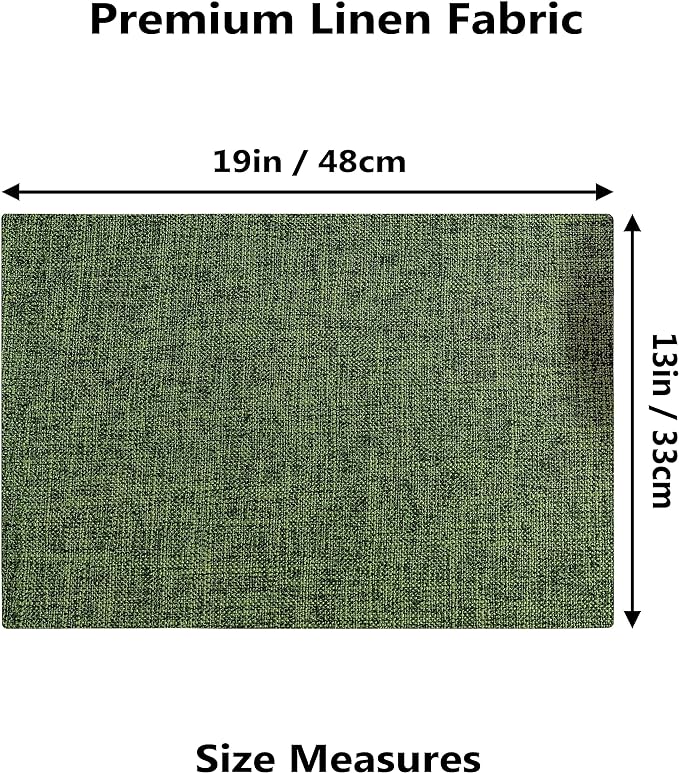 Demetex Cloth Placemats Green Set of 4 Vintage Textured Linen Place Mats Heat Resistant Plate Placemat for Kitchen Dinning Table, Green