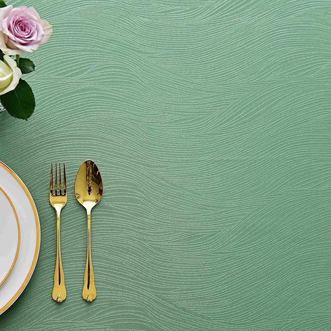 maxmill Round Jacquard Tablecloths Swirl Design Spillproof Wrinkle Free Heavy Weight Soft Table Cloth for Circular Table Cover of Buffet Banquet Parties Holiday Dinner Round 90 Inch Sage Green