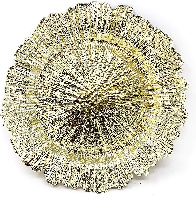 allgala 13-Inch 6-Pack Heavy Quality Round Charger Plates-Reef Gold-HD80331