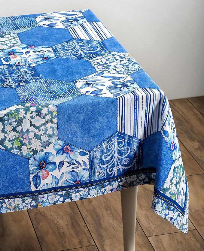 Maison d' Hermine Table Cloth Rectangle Table 100% Cotton 70 x 90 Inches Tablecloth Reusable Decorative for Dining Room Farmhouse Home Valentines Day Decorations Spring Summer - Summer Blues