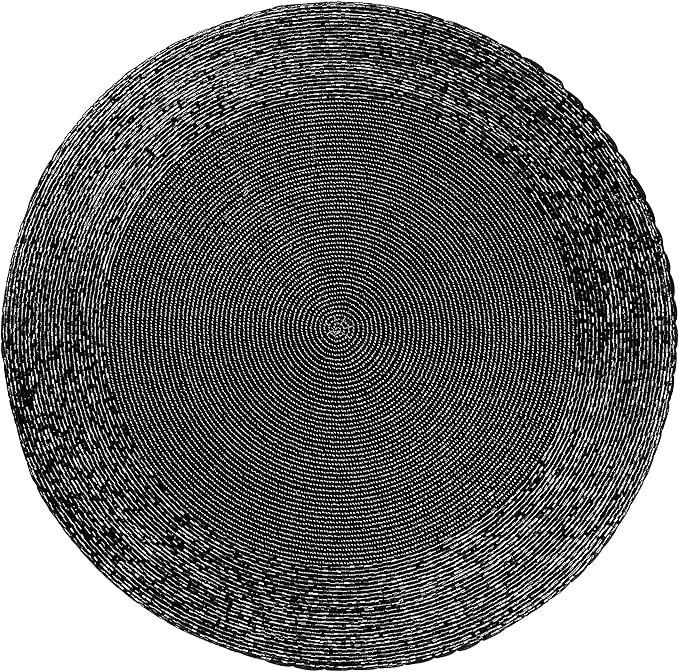 Lightnpro Round Black Beaded Placemats Set of 4 - Handcrafted Decorative Table Chargers - Elegant Farmhouse Table Mats for Dining, Holiday Dinner, Parties, Wedding & Home Décor - 13 Inch Black