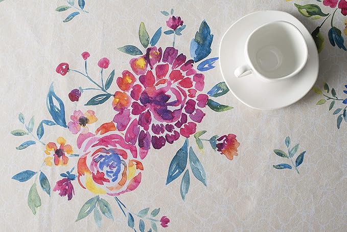 Maison d' Hermine Table Cloth Rectangle Table 100% Cotton 70 x 108 Inches Tablecloth Reusable Decorative for Dining Room Farmhouse Home Valentines Day Decorations Spring Summer - Rose Garden