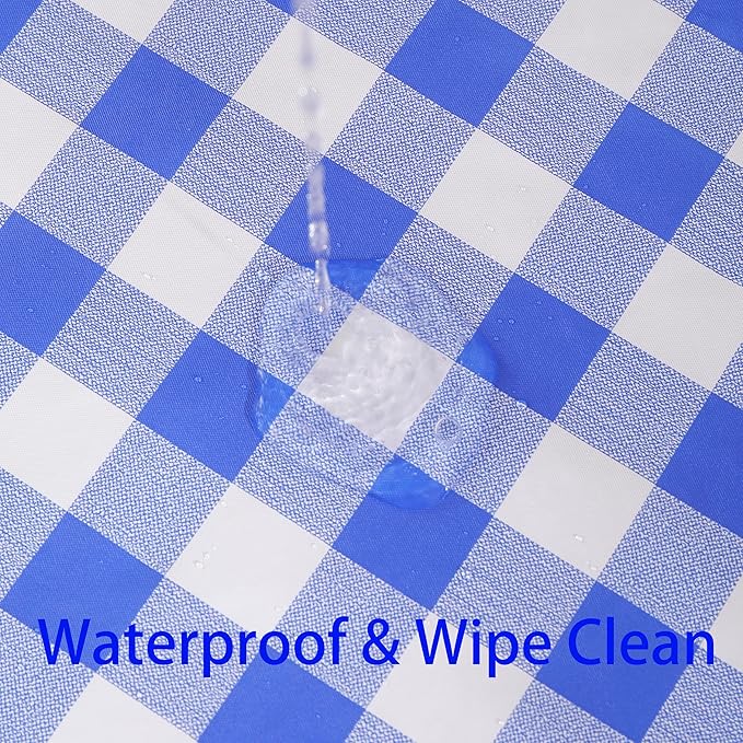 Walrus Round Vinyl Fitted Tablecloth with Flannel Backing Elastic Edge Design Table Cover Waterproof Oil-Proof PVC Table Cloth Stain-Resistant Best for 45"-56" Round