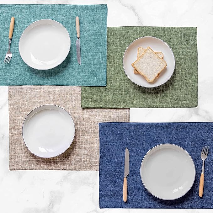 Home Brilliant Teal Placemats Set of 4 Heat Resistant Dining Table Place Mats for Kitchen Table Washable Cloth Placemat, 13 x 19 inches, Peacock