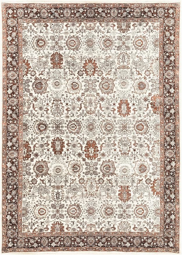 Keen Home Design 4x6 Rug - Machine Washable Area Rug with Non-Slip Backing, Ideal for Living Room, Dining Room, Bedroom - Vintage, Easy Clean, Durable, Low Pile - (4' x 6')