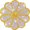 Washable Waterproof Diamond Circle Placemats for Round Tablescape Decor for Dinner and Kitchen Bling Placemats for Weddings & Special Events (Yellow)