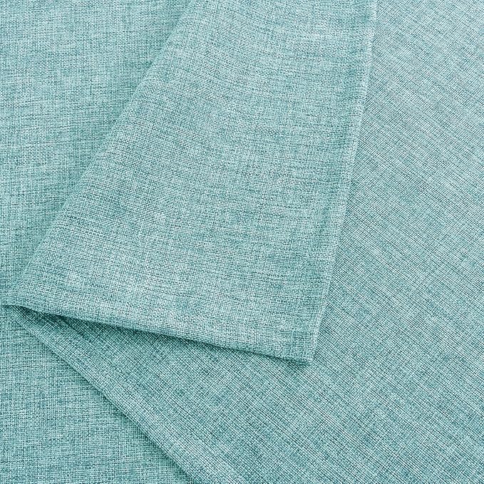 Hiasan Faux Linen Rectangle Tablecloth - Wrinkle and Stain Resistant Washable Table Cloth for Kitchen Dining Room Holiday Table Cover for Party Dinner, Aqua, 90 x 156 Inch