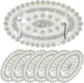 Sparkling Silver Diamond Placemats Bling Oval Place Mat Heat Elegant Table Decor for Weddings, Holidays, and Special Events (15x9 Inch)-6 PCS
