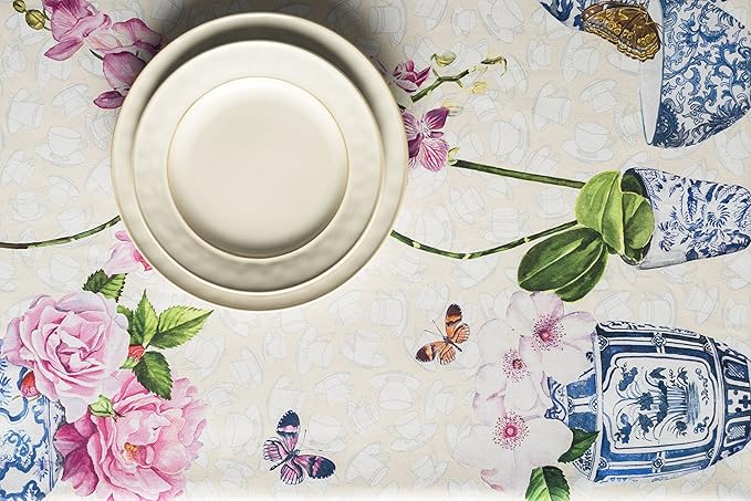 Maison d' Hermine Table Cloth Rectangle Table 100% Cotton 70 x 140 Inches Tablecloth Reusable Decorative for Dining Room Farmhouse Home Valentines Day Decorations Spring Summer - Canton