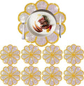 Washable Waterproof Diamond Circle Placemats for Round Tablescape Decor for Dinner and Kitchen Bling Placemats for Weddings & Special Events-8 PCS (Yellow)
