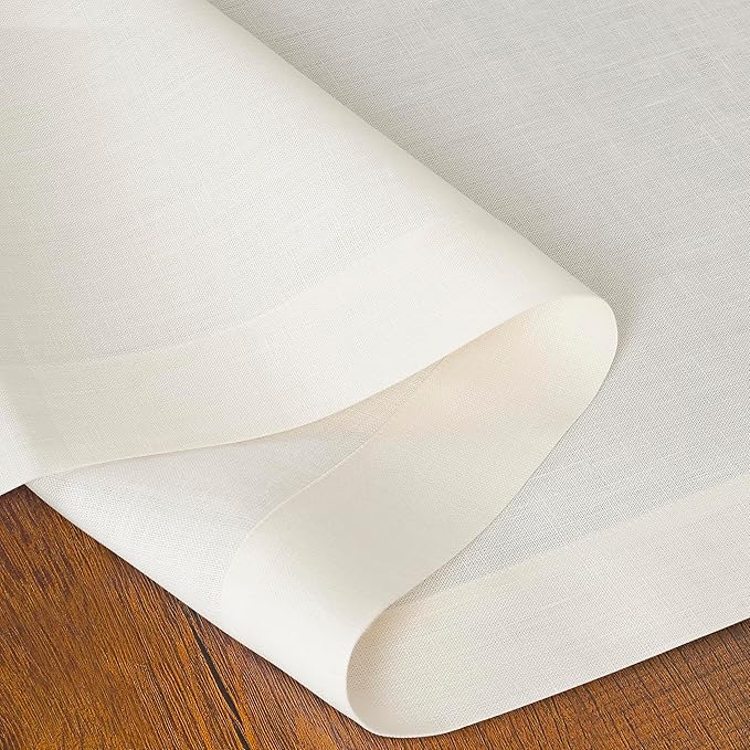 D'Moksha Homes Linen Ivory Table Runner 72 Inches Long - 100% Pure Linen 14 x 72 Inch Table Runner for Dining, Valentines, Spring, Easter - Machine Washable