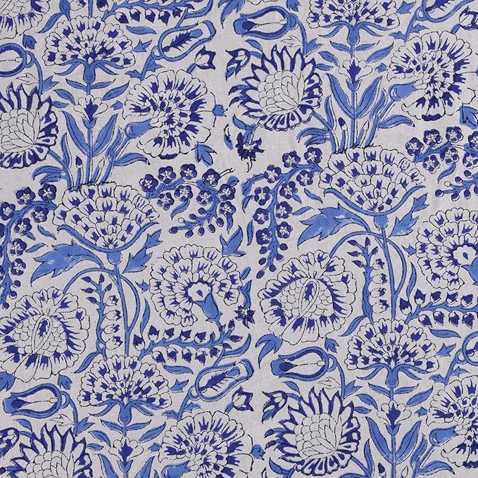 ATOSII Indigo Bloom 100% Cotton Rectangle Fall Tablecloth, Handblock Floral Linen Table Cloth for Dining Table I Parties Christmas Thanksgiving Grand Millennial Home Decor 72 X 108 Inches I 8 Seater